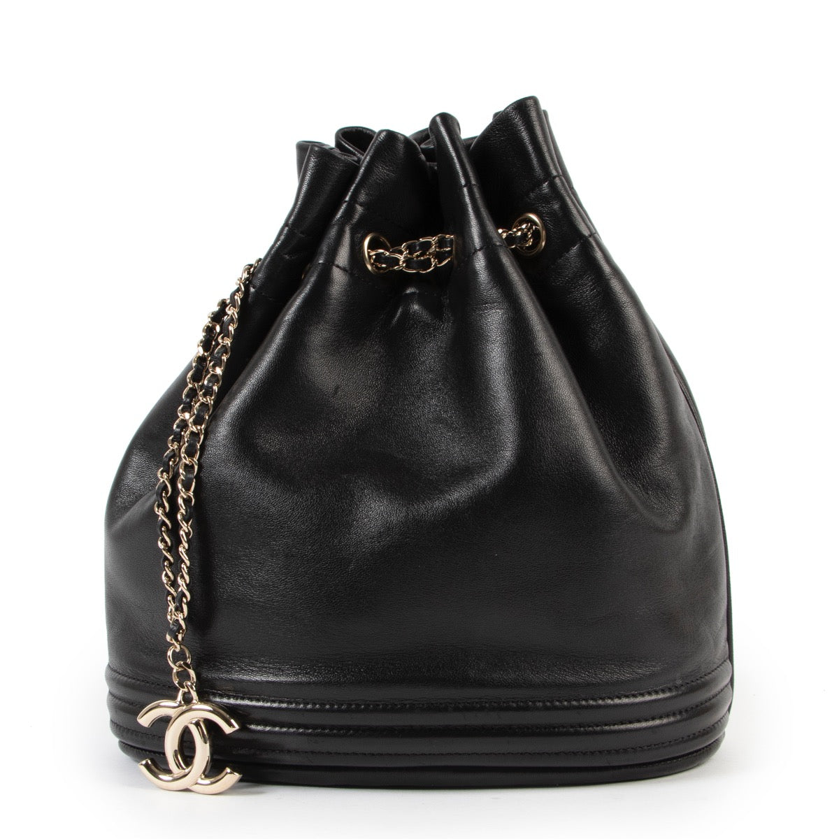 Buy an authentic second hand Chanel Black Leather Bucket Bag at Labellov