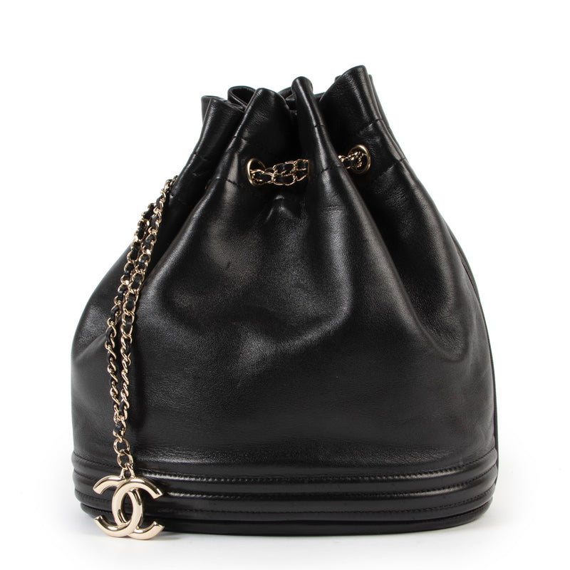 Buy an authentic second hand Chanel Black Leather Bucket Bag at Labellov