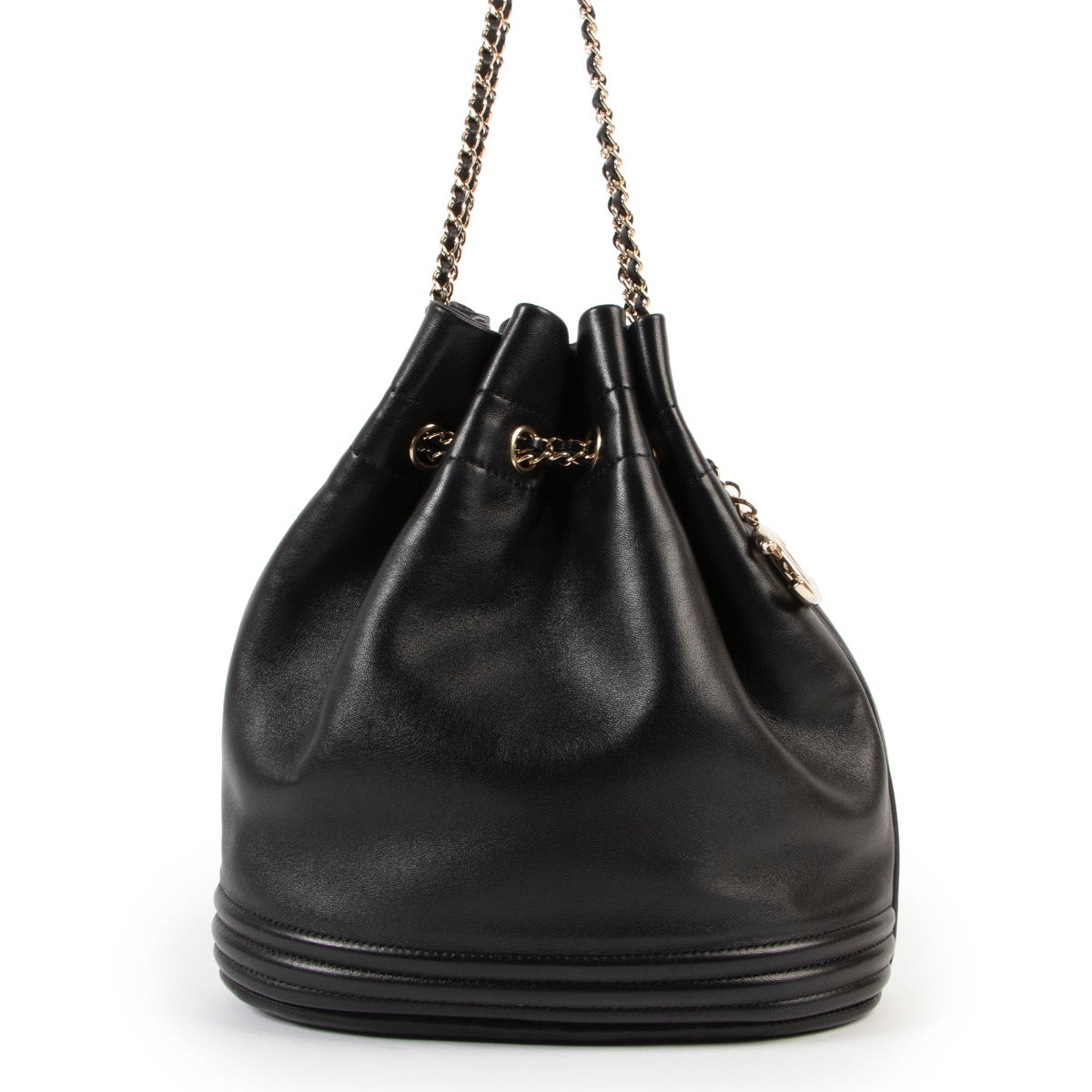 Buy an authentic second hand Chanel Black Leather Bucket Bag at Labellov