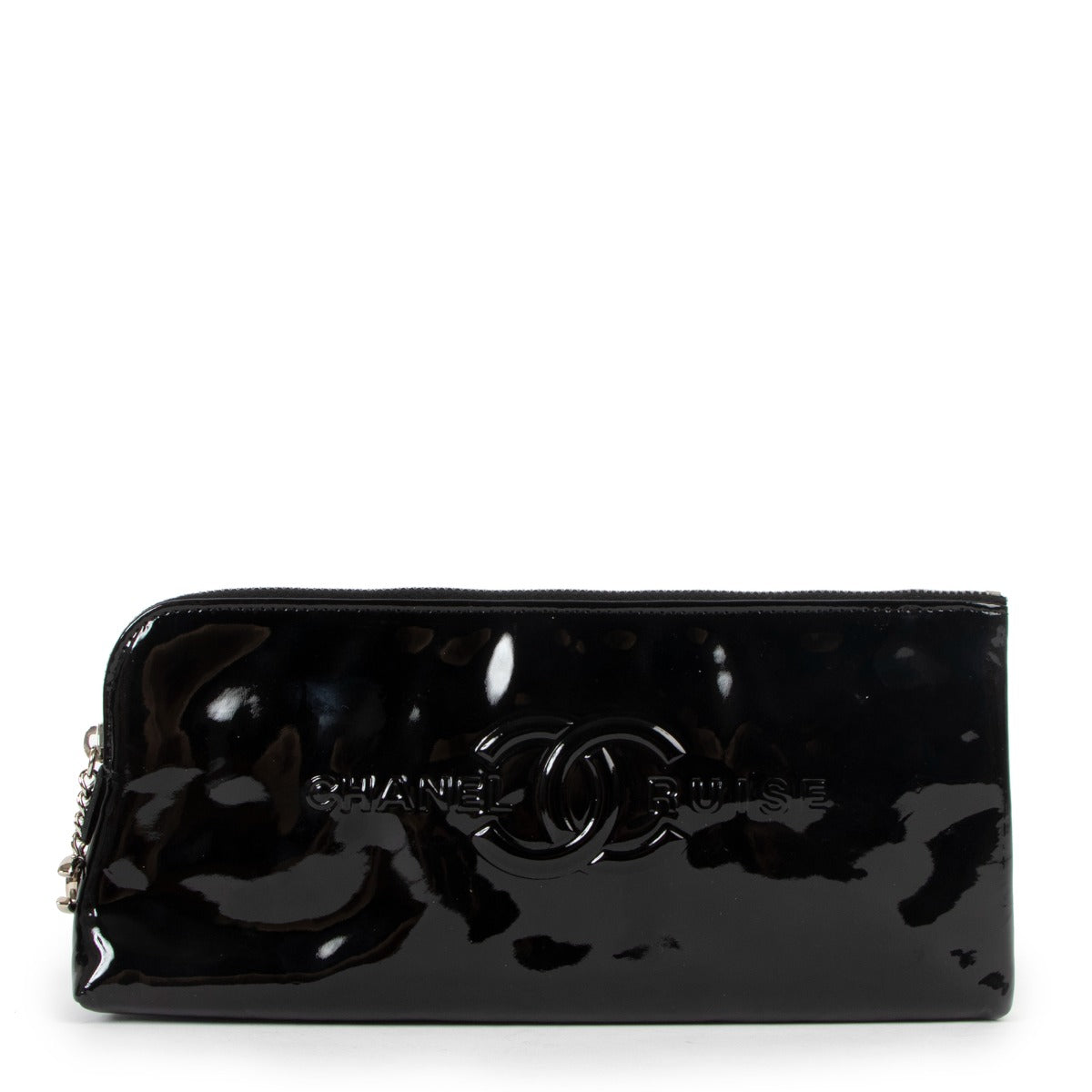 Chanel CC Cruise Line Black Patent Leather Clutch