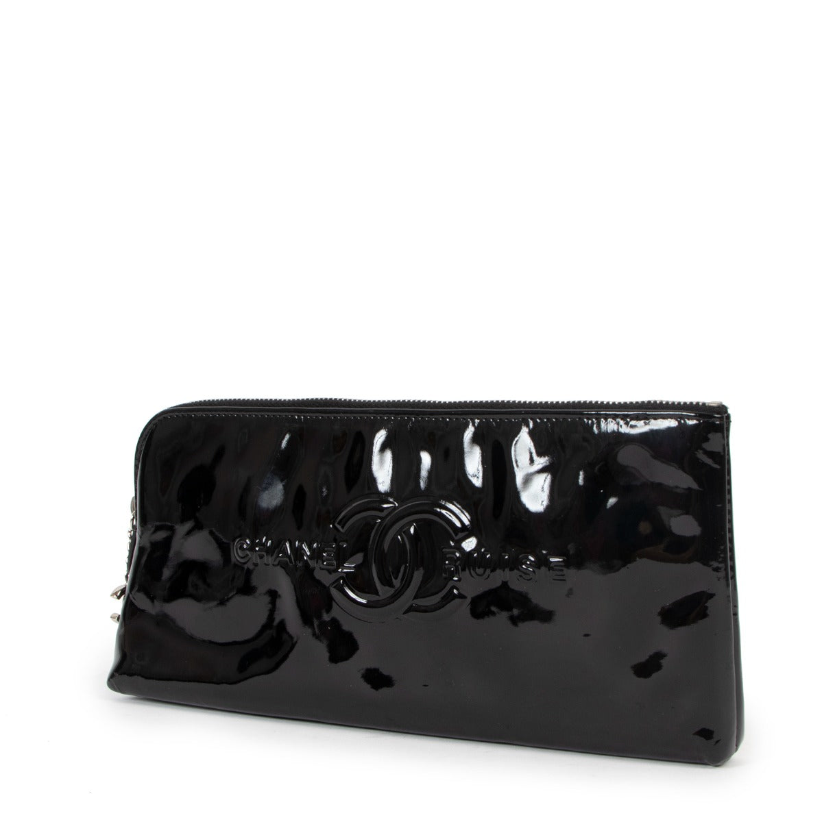 Chanel CC Cruise Line Black Patent Leather Clutch