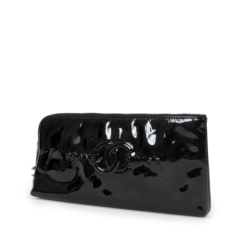 Chanel CC Cruise Line Black Patent Leather Clutch