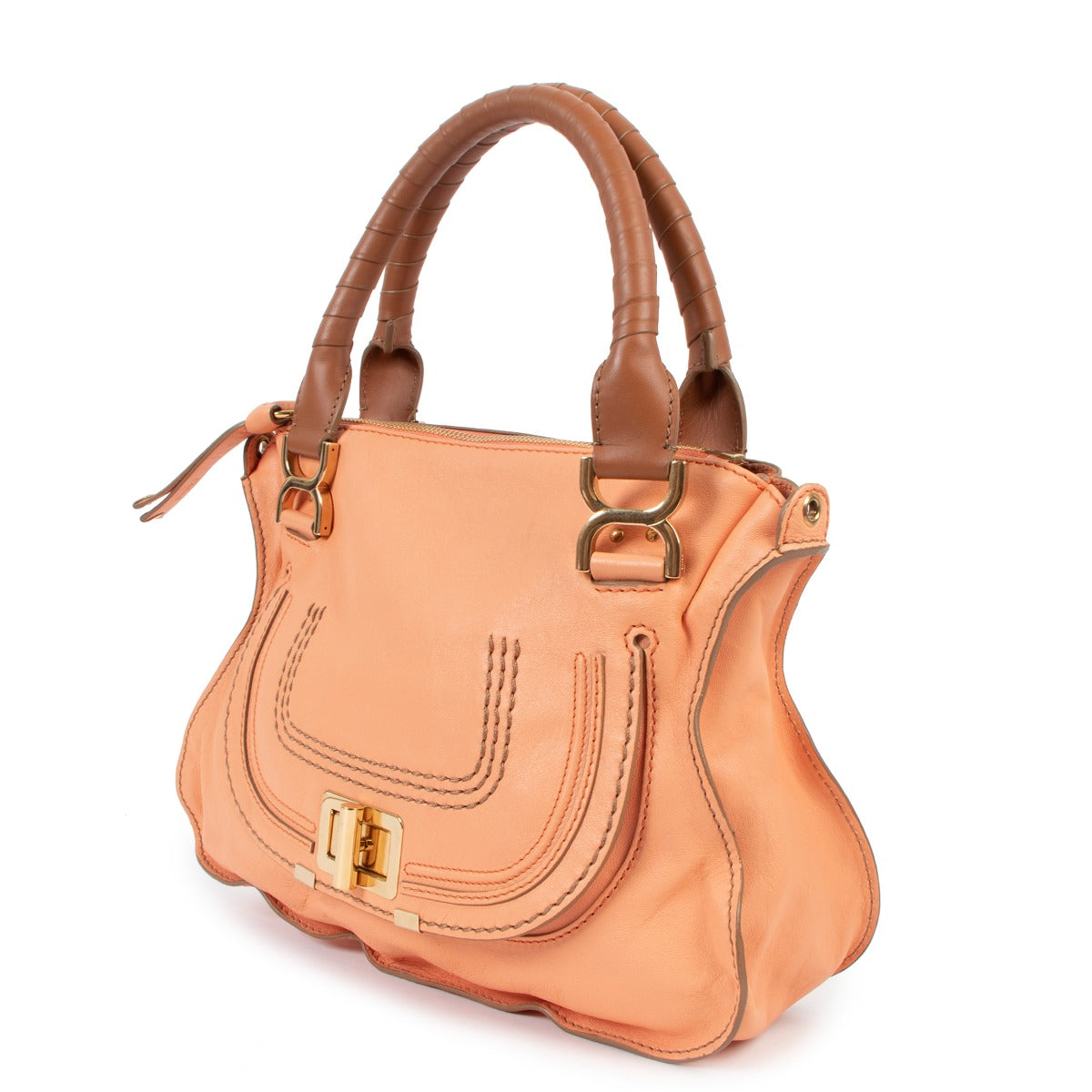 Chloé Salmon Pink Medium Marcie Turn Lock Handbag