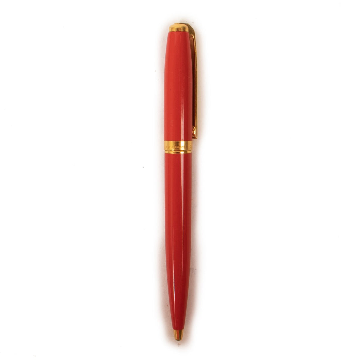 Dupont Red Lacquer Gold Ballpoint Pen