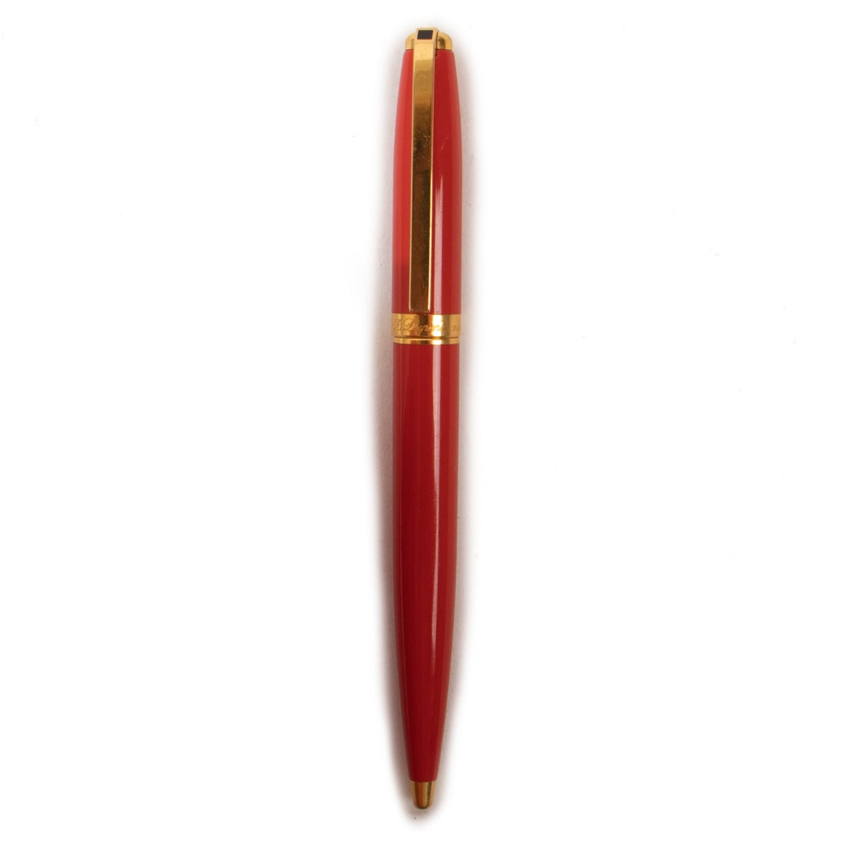 Dupont Red Lacquer Gold Ballpoint Pen