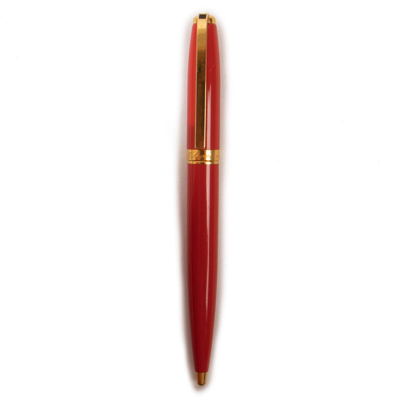 Dupont Red Lacquer Gold Ballpoint Pen