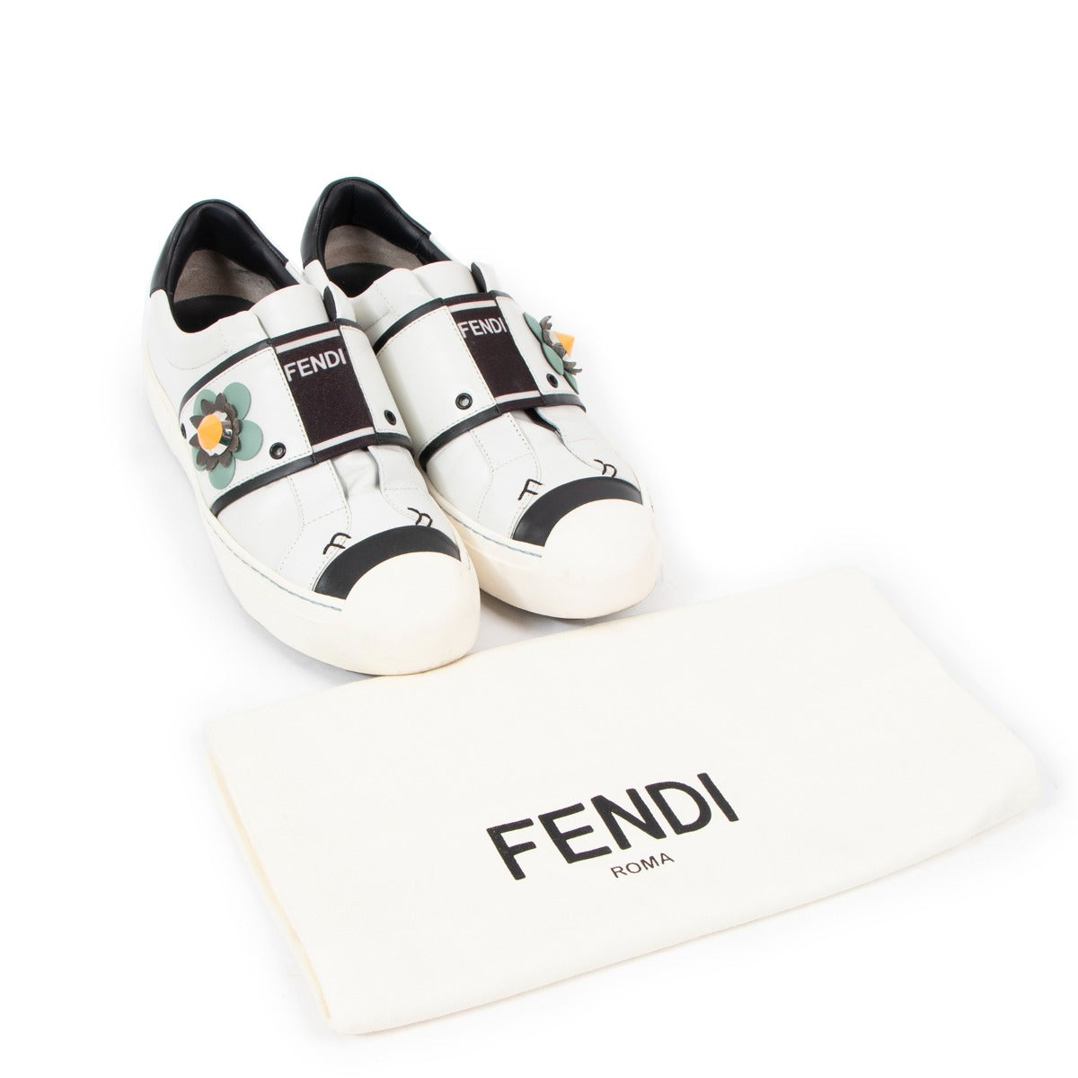 Fendi Flowerland White Leather Sneakers