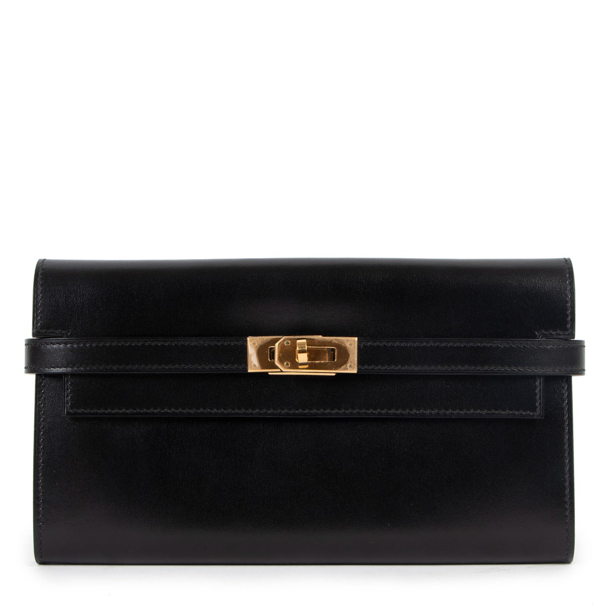 Portefeuille Hermès Kelly Classique Box Noir GHW