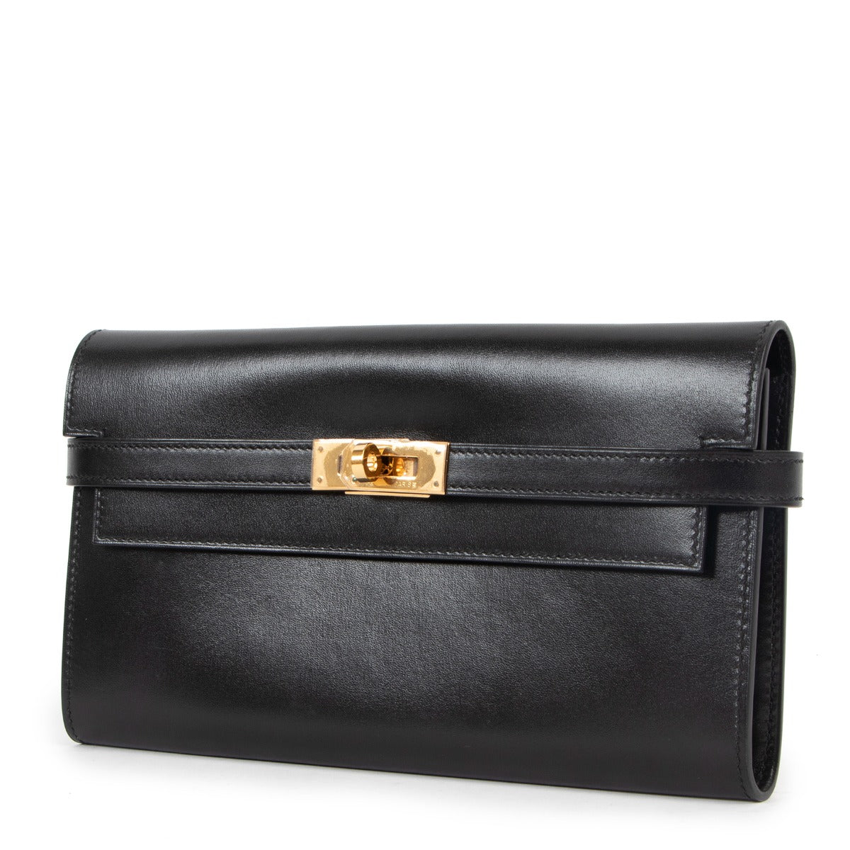 Portefeuille Hermès Kelly Classique Box Noir GHW