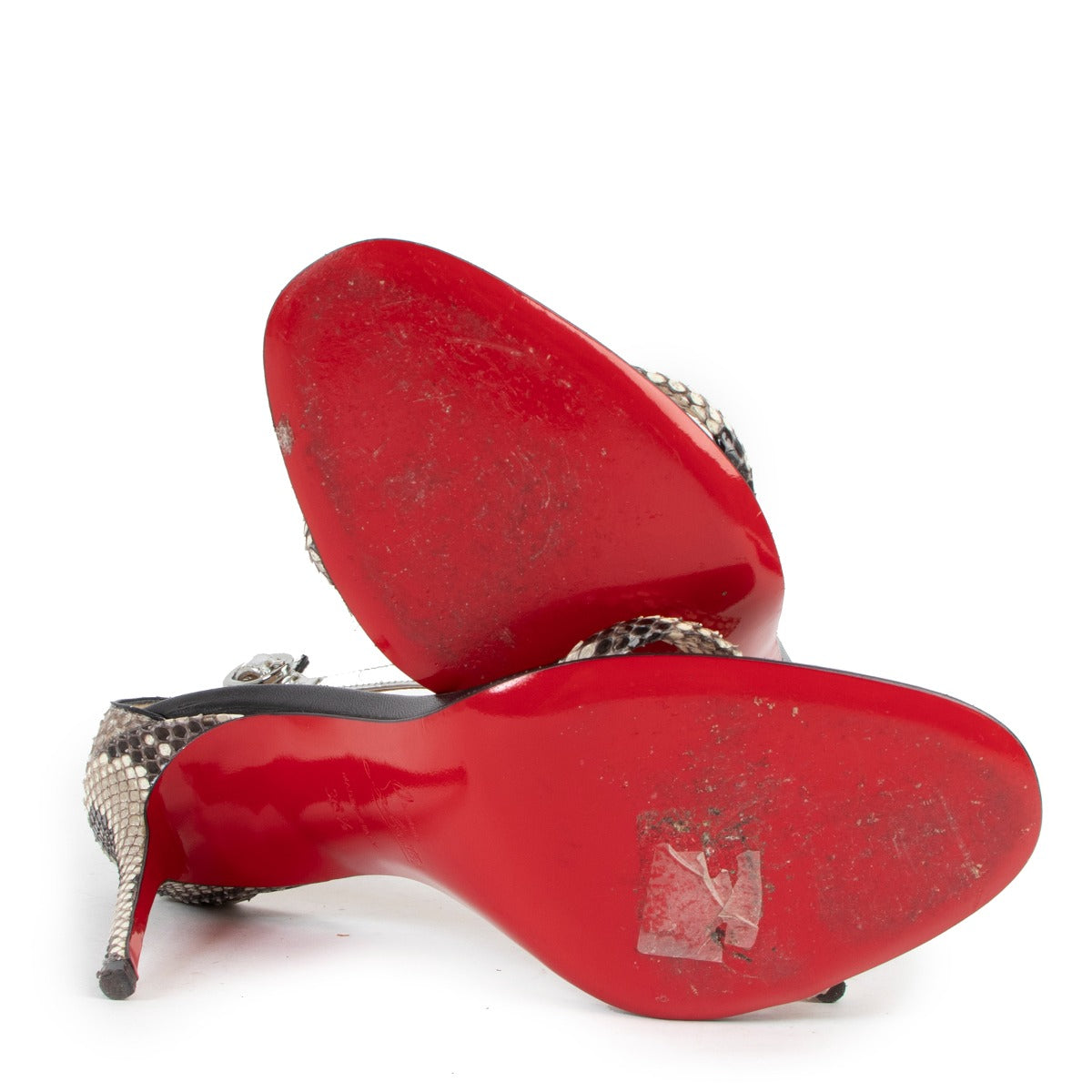 Christian Louboutin Metallic Silver Python Athena Alta 100 Sandals