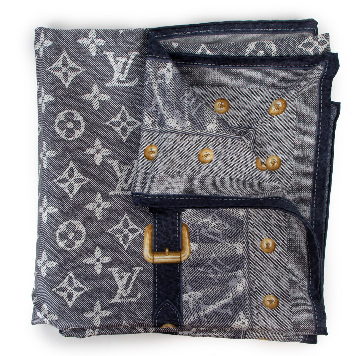 Louis Vuitton Studdy Denim Monogram Silk Scarf