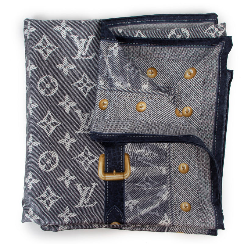 Louis Vuitton Studdy Denim Monogram Silk Scarf