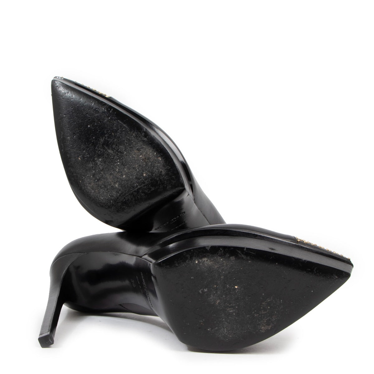 Saint Laurent Janis Black Leather Stud Pumps - Size 39