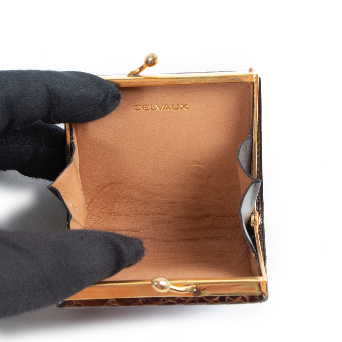 Buy an authentic second hand Delvaux Brown Croco Coin Wallet at Labellov