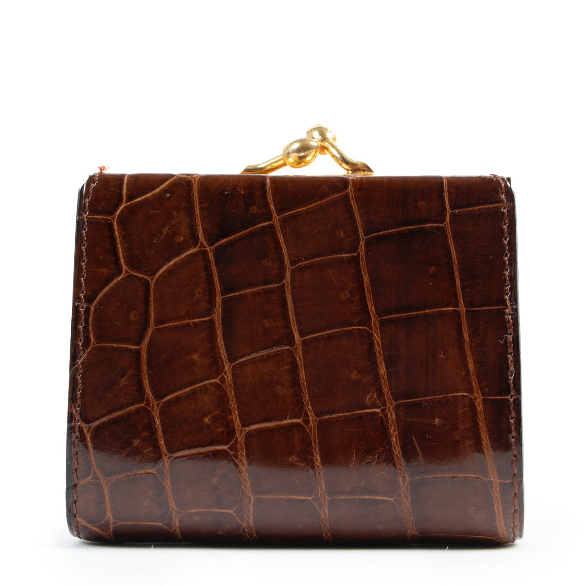 Buy an authentic second hand Delvaux Brown Croco Coin Wallet at Labellov