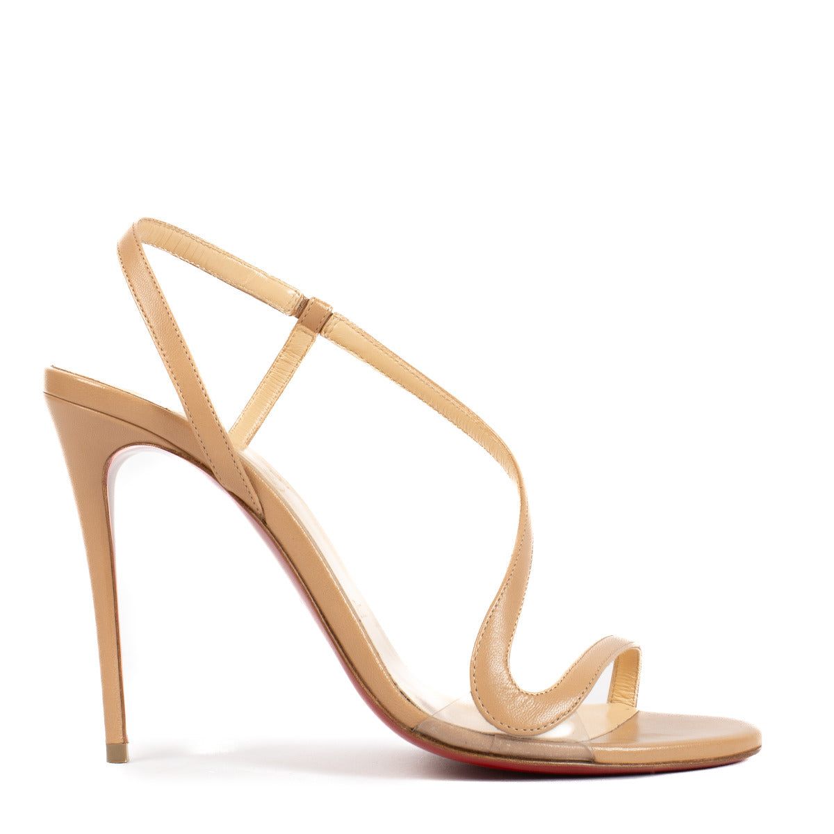 Christian Louboutin Nude Leather and PVC Rosalie Heels for the best price at Labellov aan de beste prijs bij Tweedehands luxe webshop Labellov