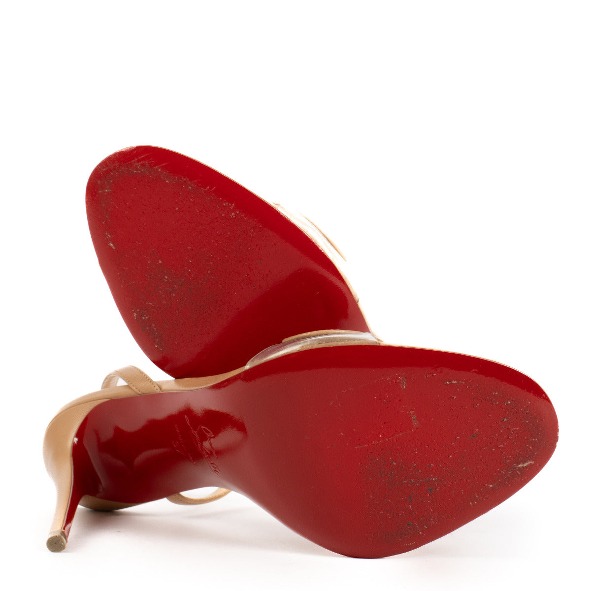 Escarpins Christian Louboutin Rosalie en cuir nude et PVC - taille 37