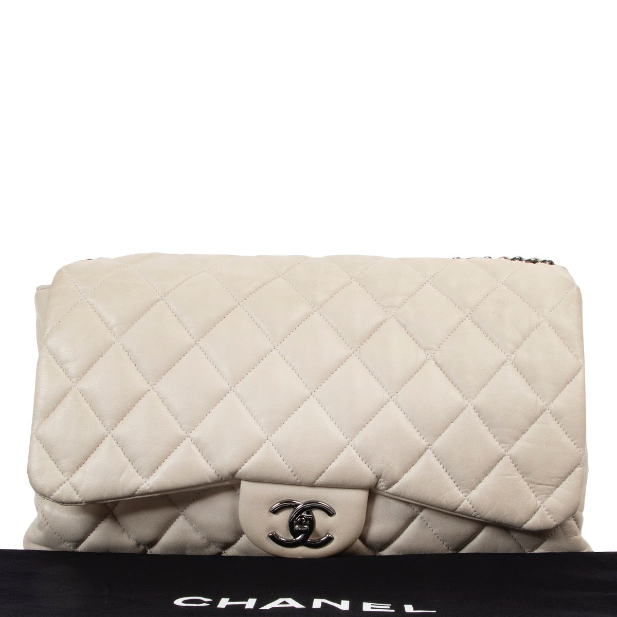 Buy an authentic second hand Chanel Grey Lambskin Quilted 3 Flap Bag in very good condition at Labellov