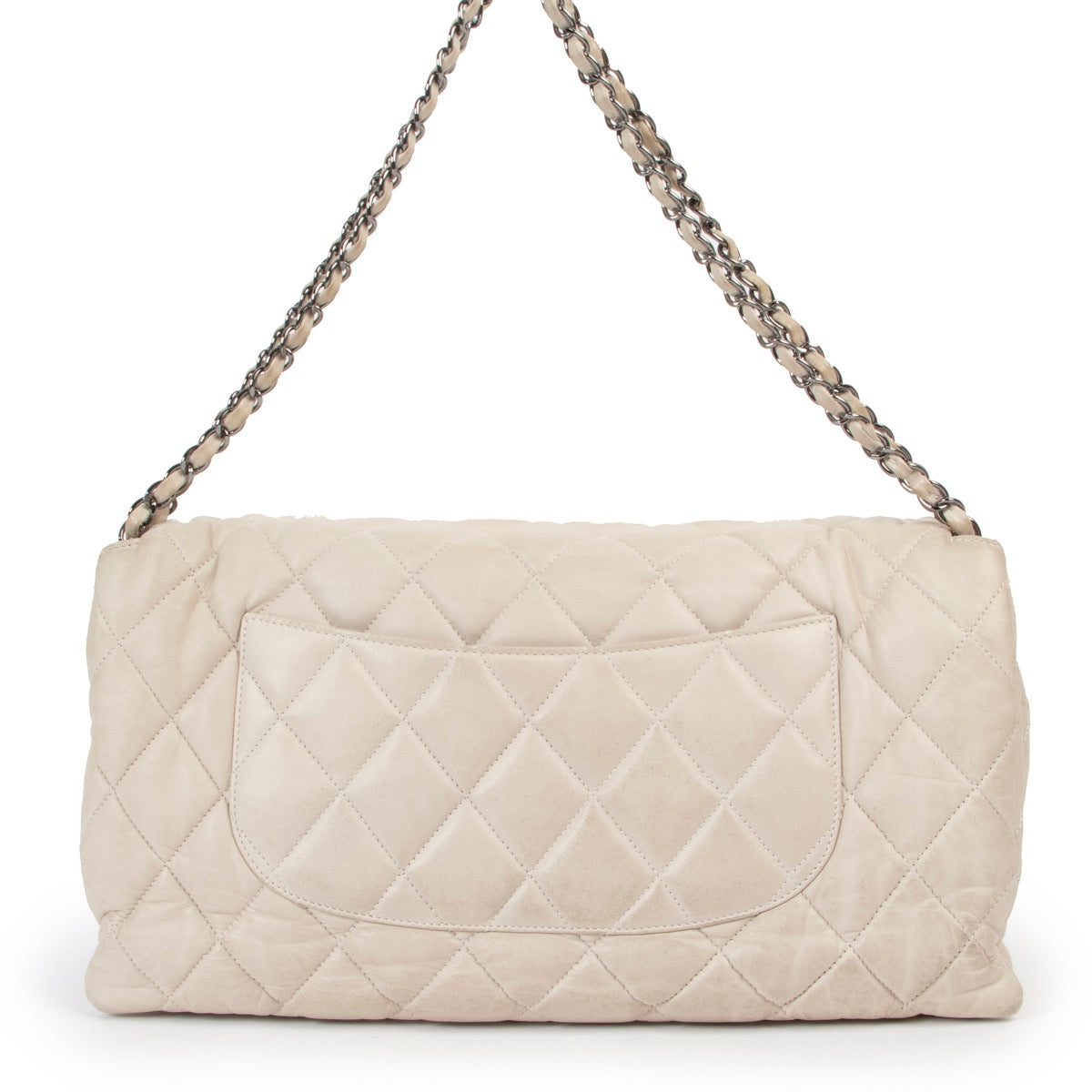 Buy an authentic second hand Chanel Grey Lambskin Quilted 3 Flap Bag in very good condition at Labellov