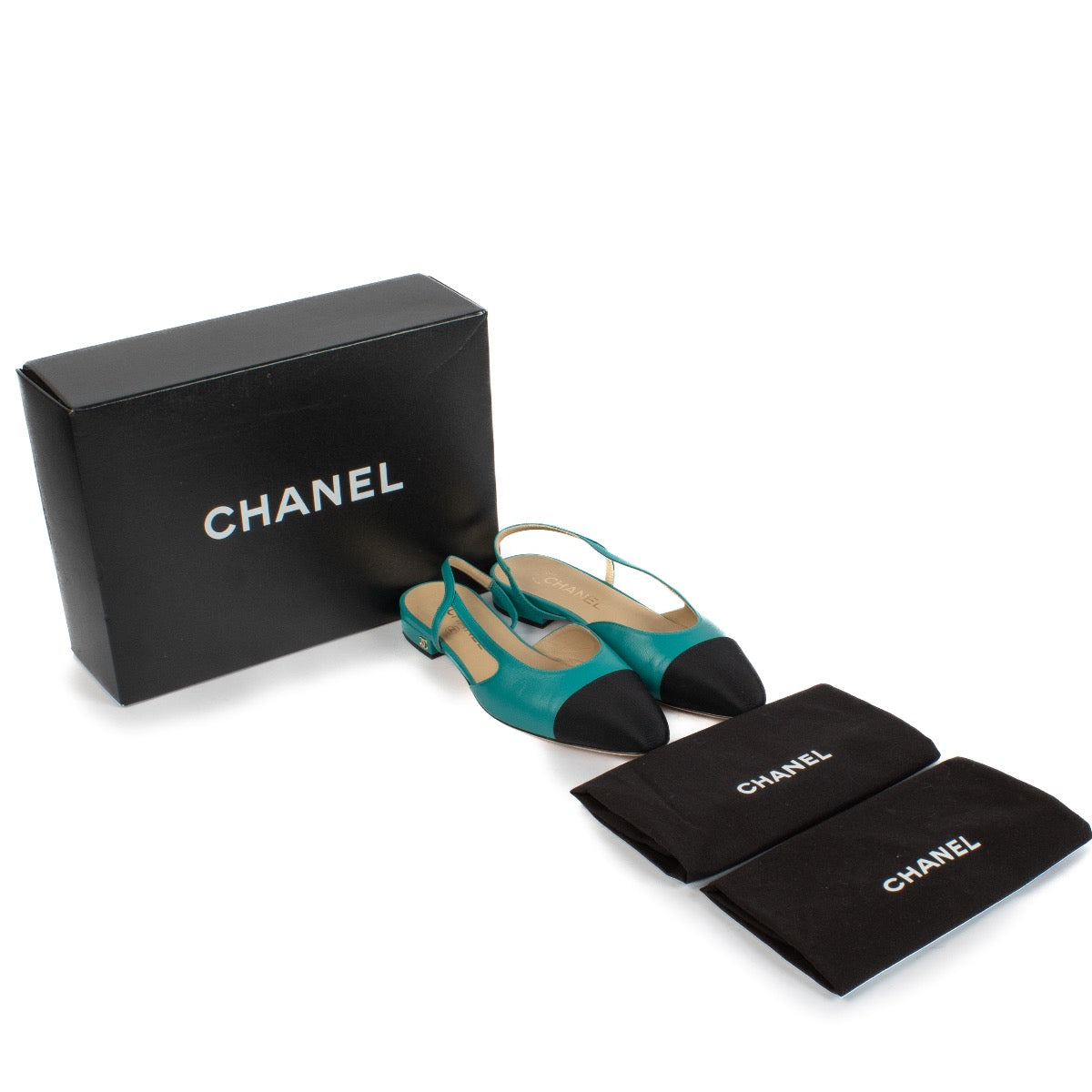 shop 100% authentic second hand Chanel Turquoise Goatskin Slingbacks - Size 38.5 on Labellov.com