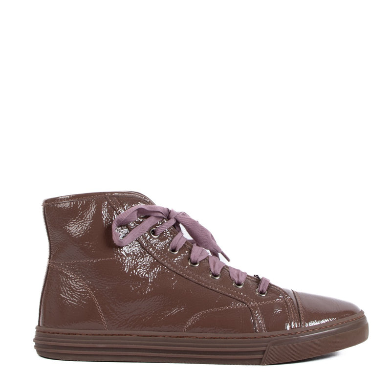 Gucci Rose Patent Leather High Top Sneakers