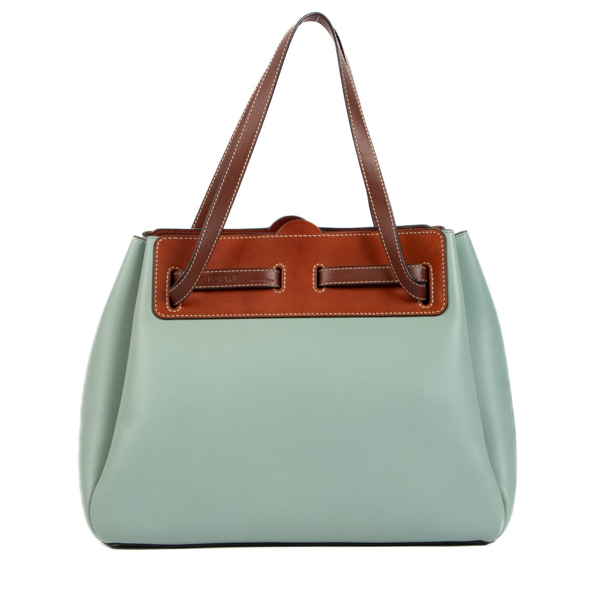 Shop 100% authentic second-hand Loewe Blue Leather Lazo Tote Brown on Labellov.com
