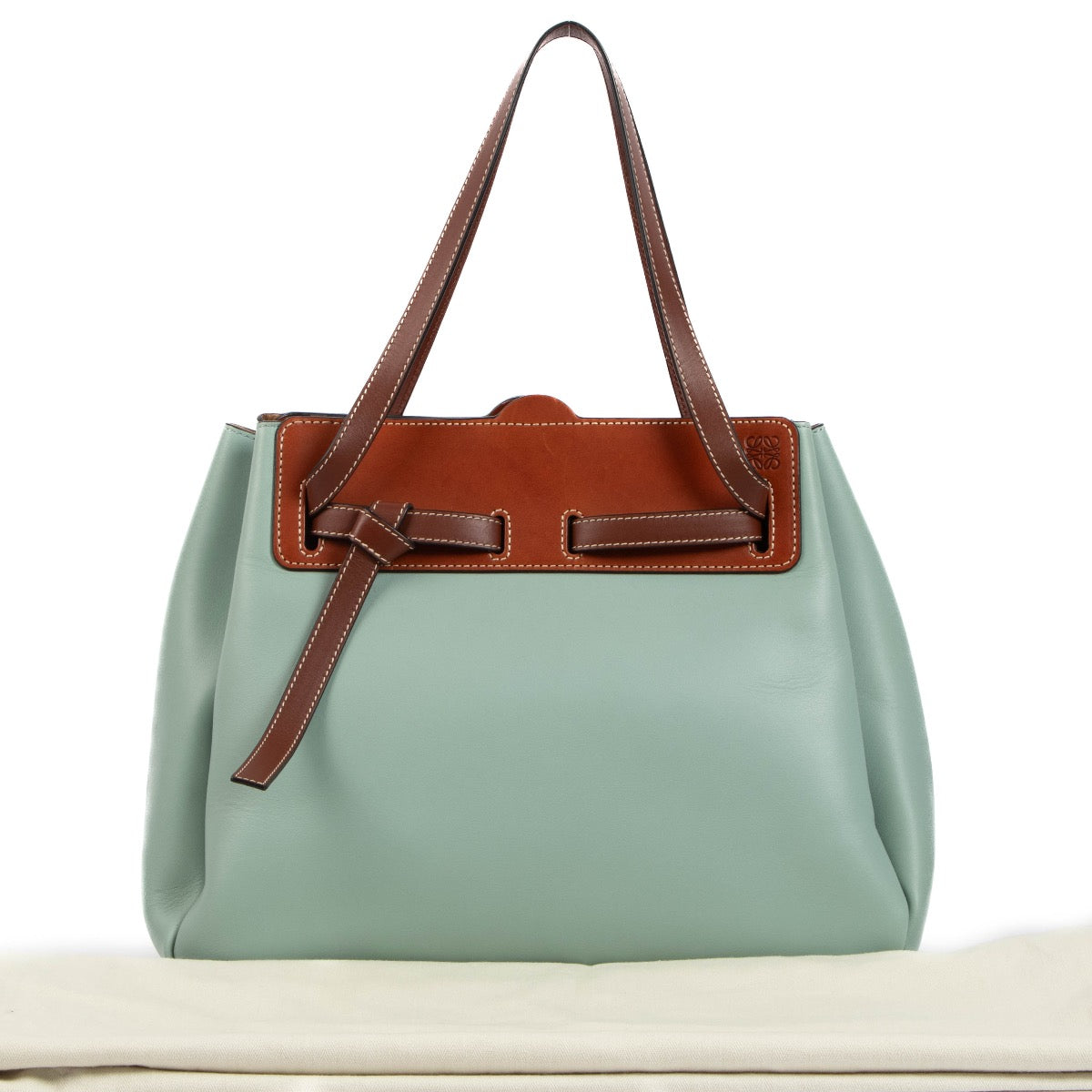 Shop 100% authentic second-hand Loewe Blue Leather Lazo Tote Brown on Labellov.com
