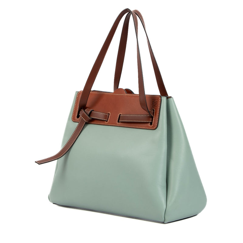 Shop 100% authentic second-hand Loewe Blue Leather Lazo Tote Brown on Labellov.com