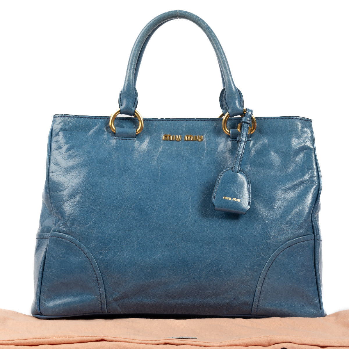 Miu Miu Teal Blue Leather Satchel