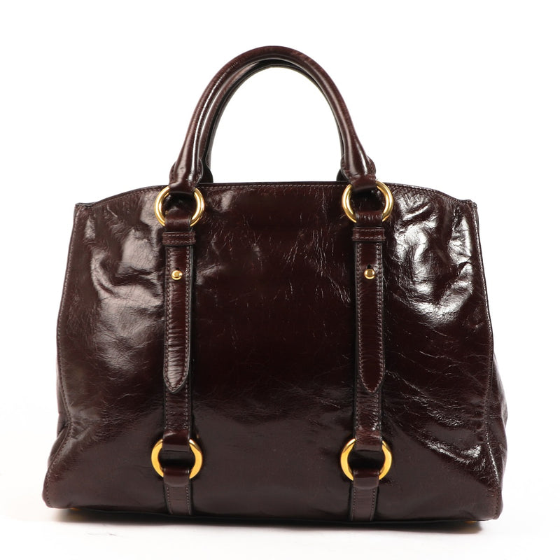 Miu Miu Donkerbruine Vitello Lux Shopper