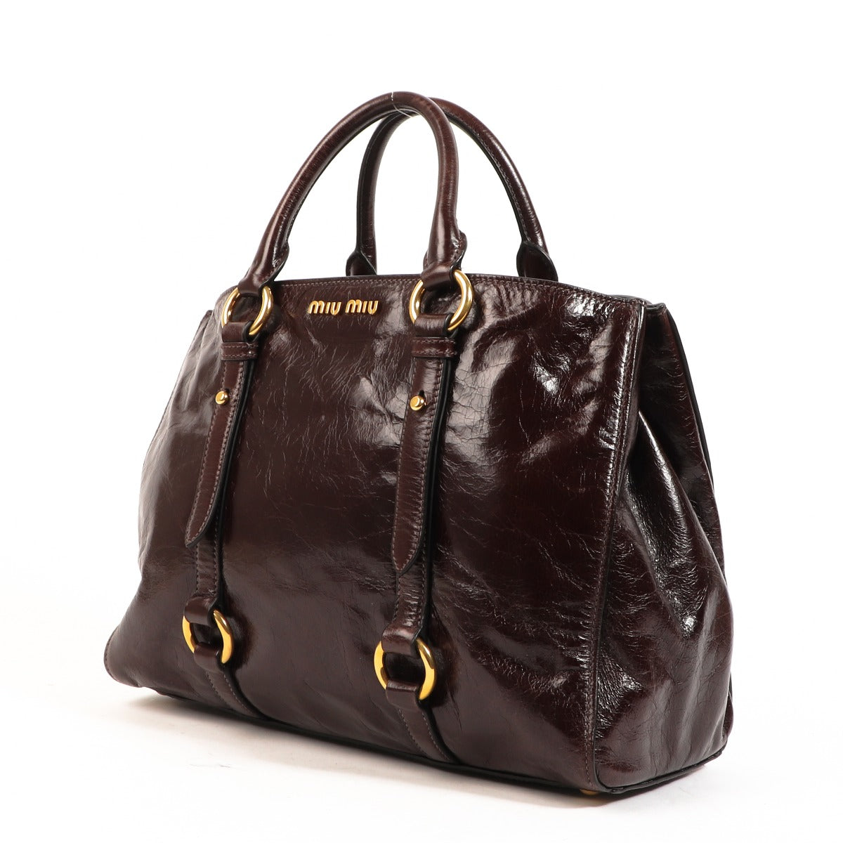 Sac cabas Miu Miu Vitello Lux marron foncé