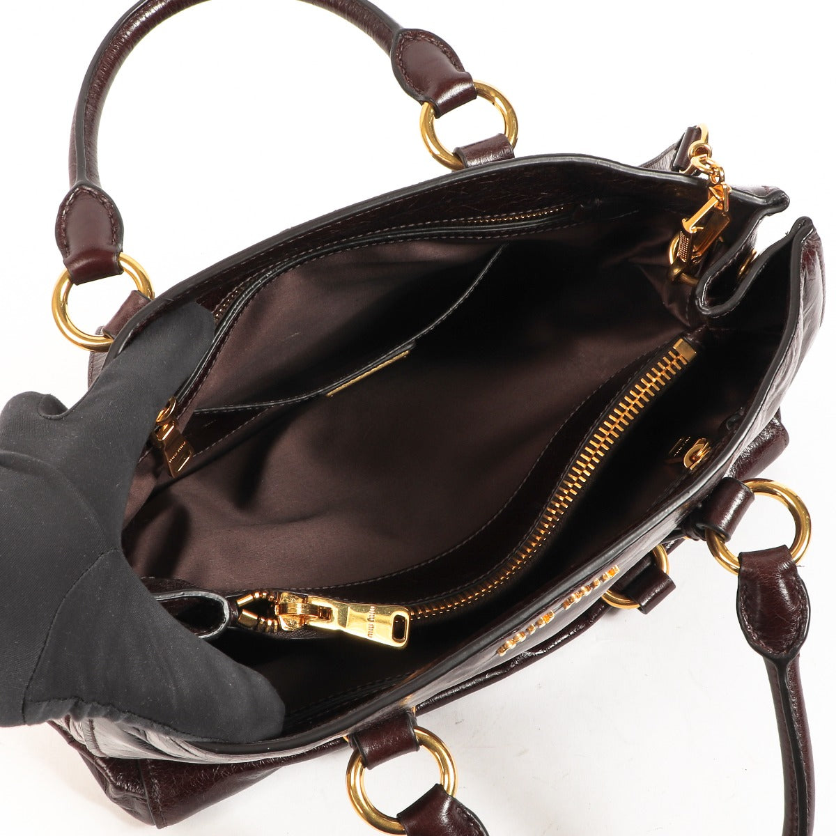 Sac cabas Miu Miu Vitello Lux marron foncé