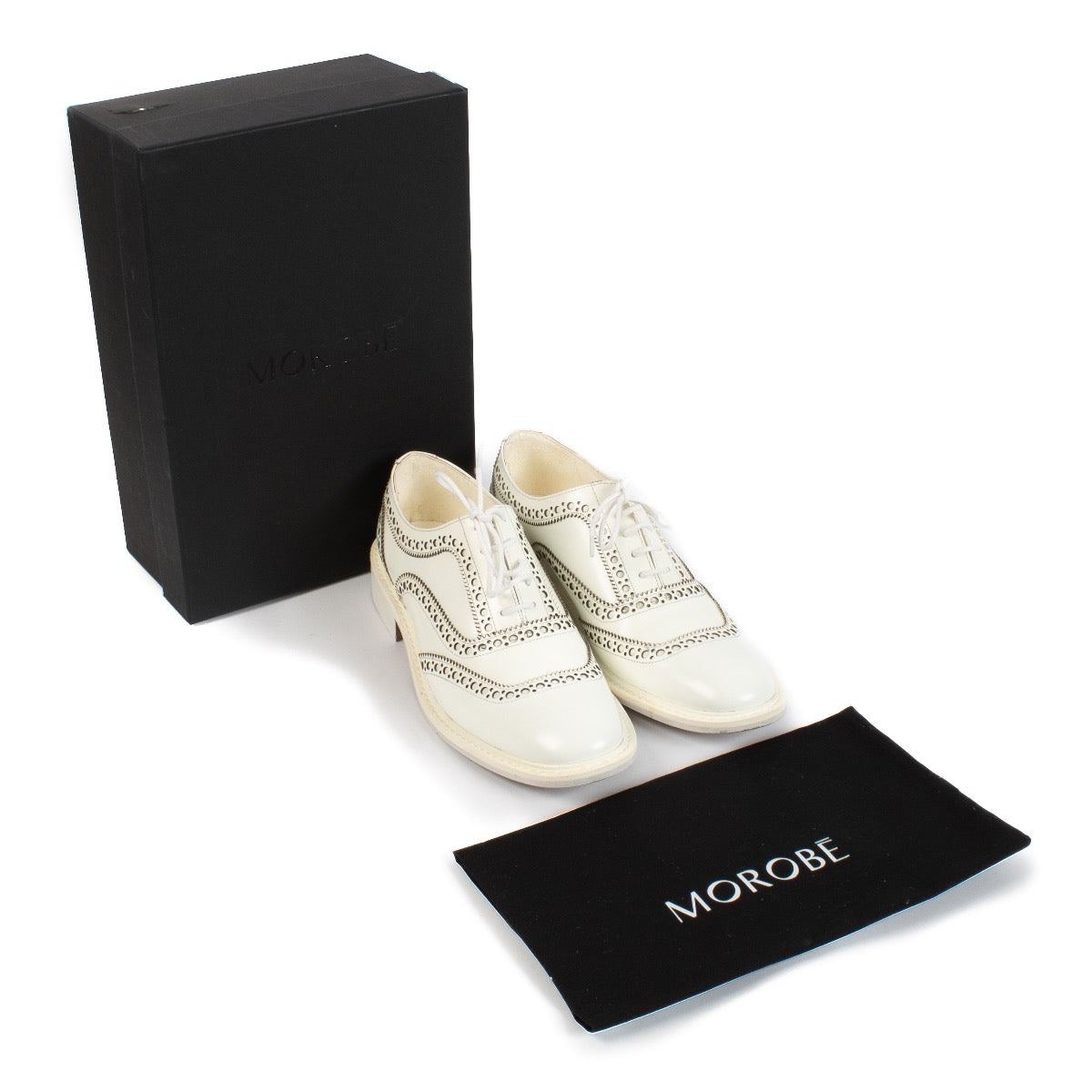 shop 100% authentic second hand Morobe White Brogue Genevieves Flats - Size 39 on Labellov.com