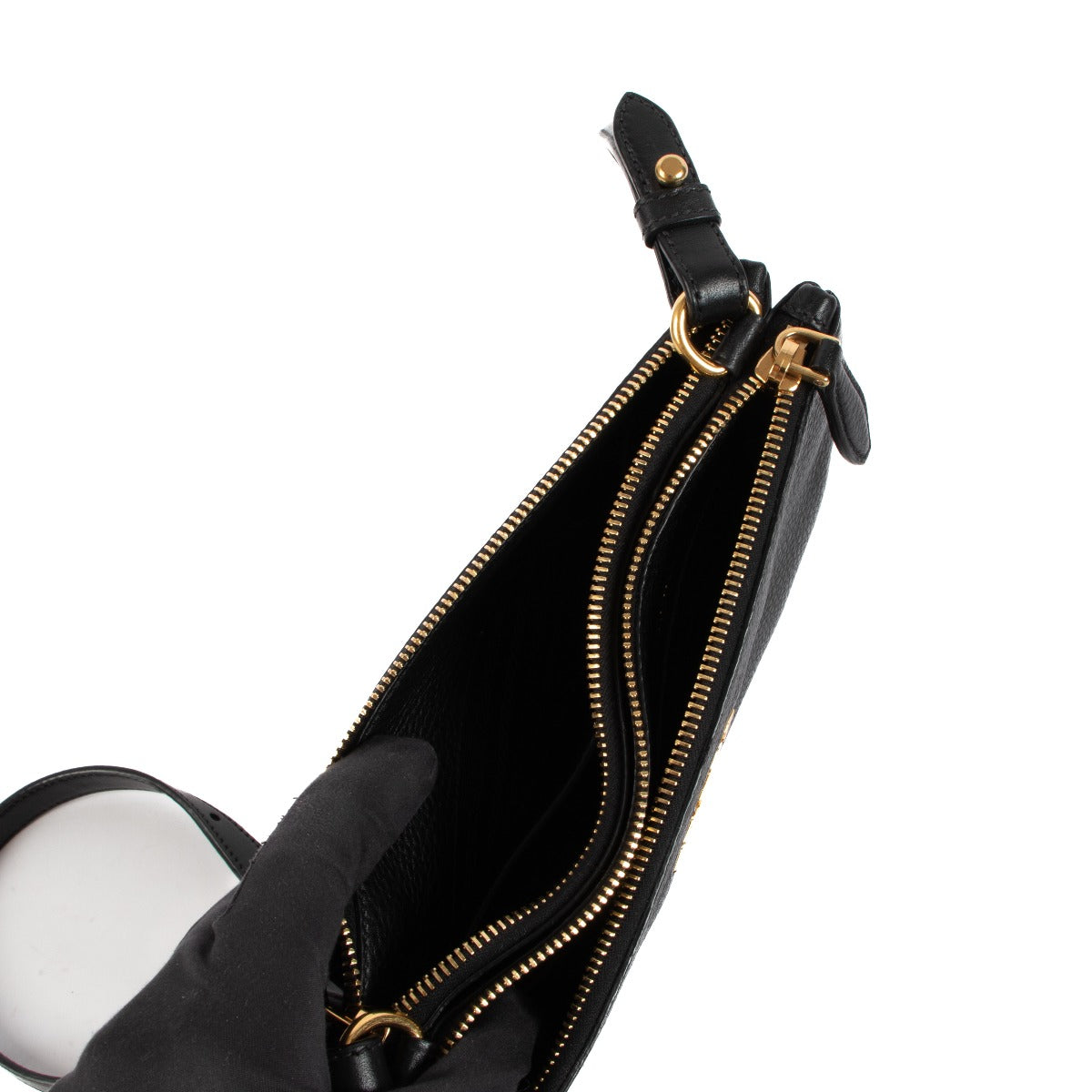Prada Zwarte Vitello Daino Crossbodytas
