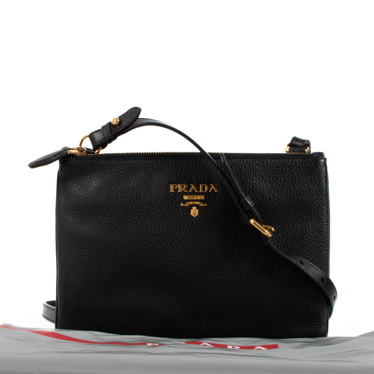 Prada Black Vitello Daino Crossbody Bag