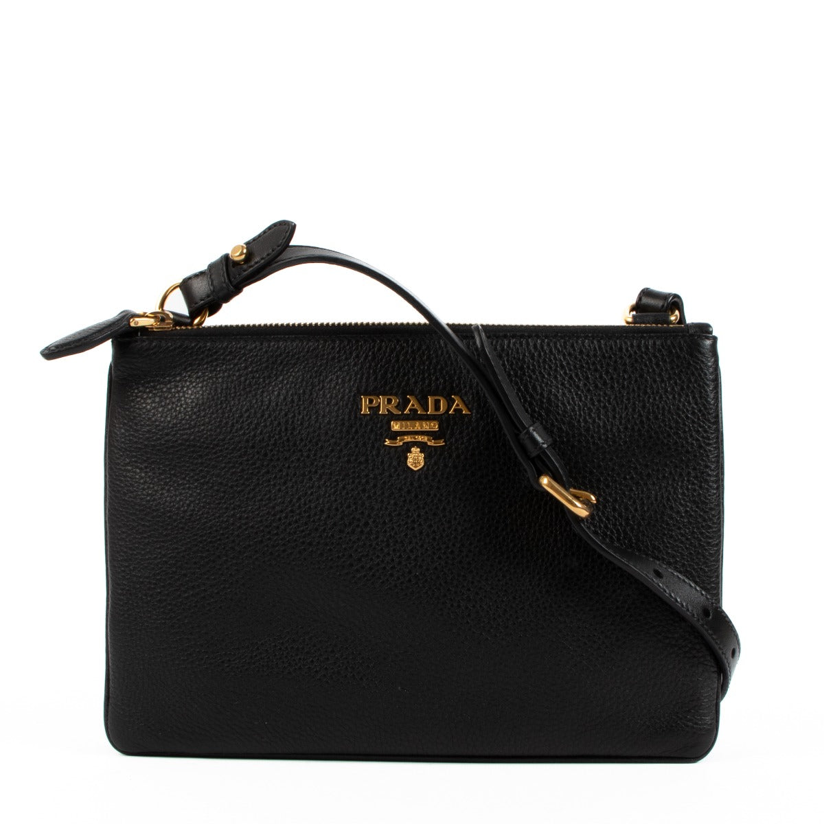 Prada Black Vitello Daino Crossbody Bag