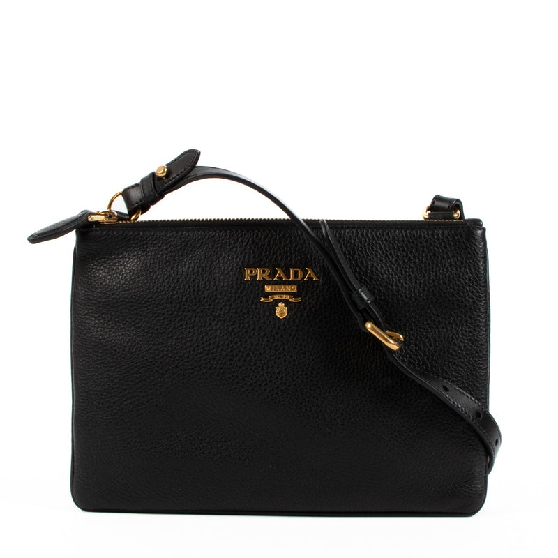 Prada Black Vitello Daino Crossbody Bag