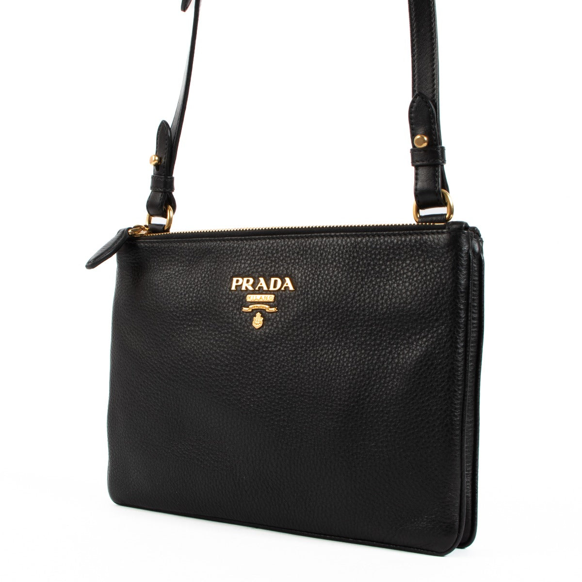 Prada Black Vitello Daino Crossbody Bag