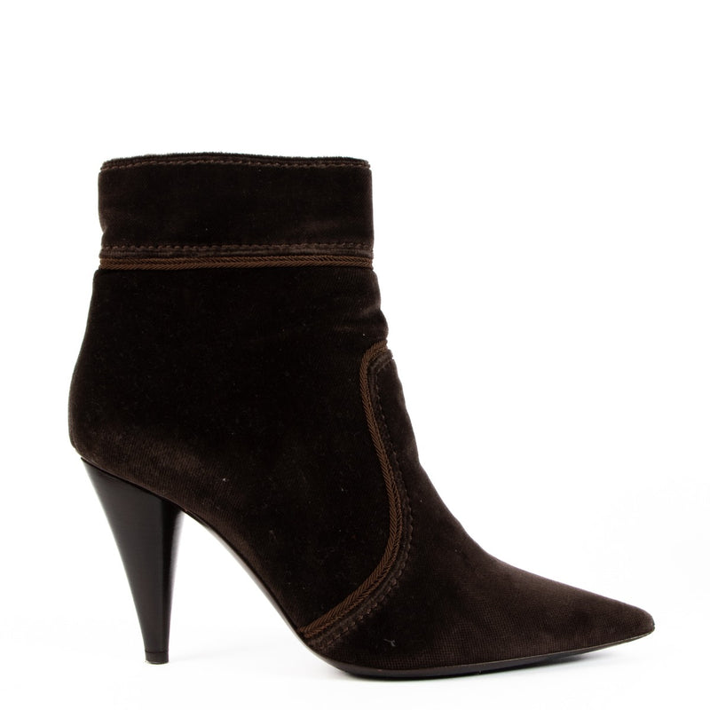 Sergio Rossi Brown Velvet Ankle Boots