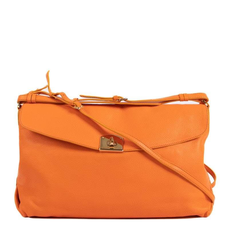 Sergio Rossi Viva Soft Orange Shoulder Bag