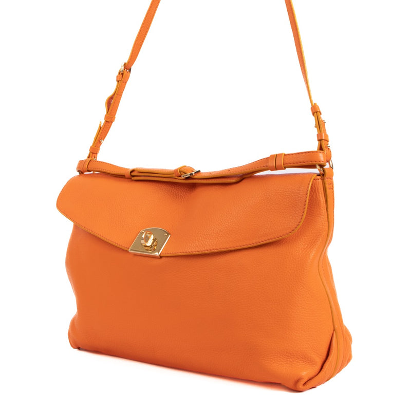 Sergio Rossi Viva Soft Orange Shoulder Bag