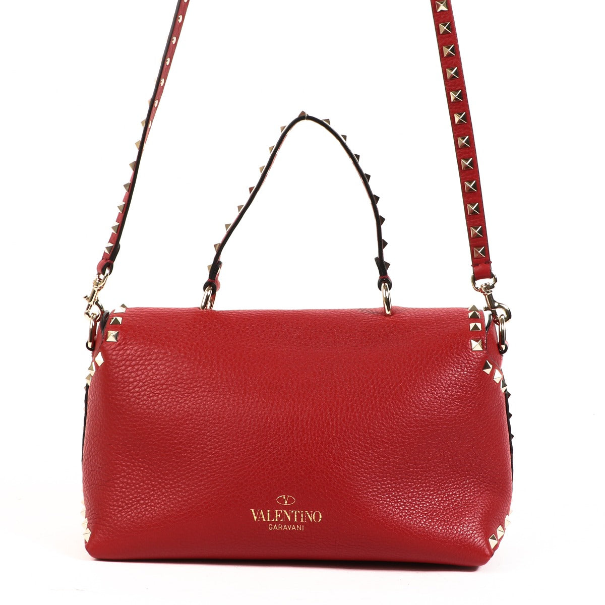 Valentino Garavani Rode Rockstud Crossbody Tas van generfd kalfsleer