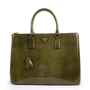 Shop safe online Prada Green Galleria Fum top handle bag, Prada bag in very good condition, Green Prada top handle bag in very good condition.