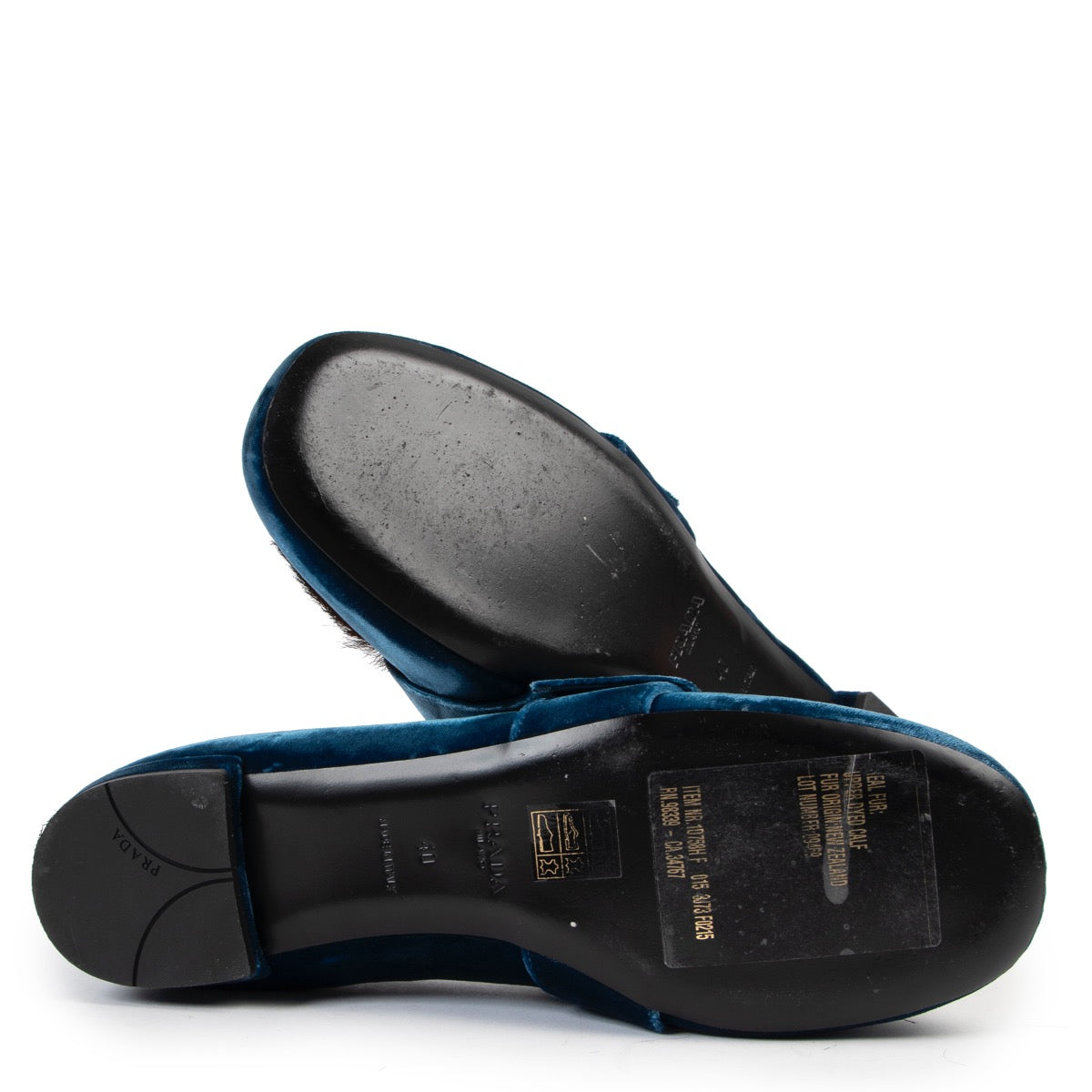 buy authentic second hand Prada Blue Velvet Leopard-print Loafers at Labellov for the best price