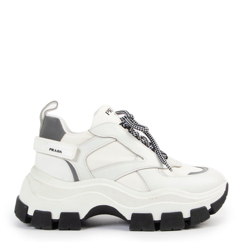 buy authentic second hand Prada Block White Sneakers at Labellov for the best price