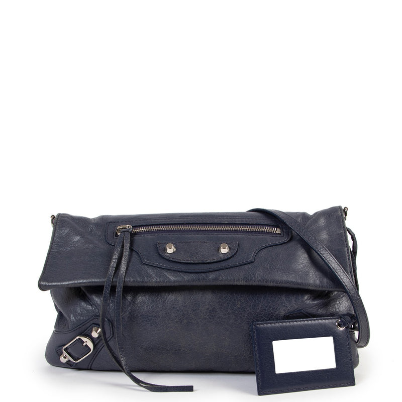 Balenciaga Envelope Blue-grey Clutch Crossbody Bag