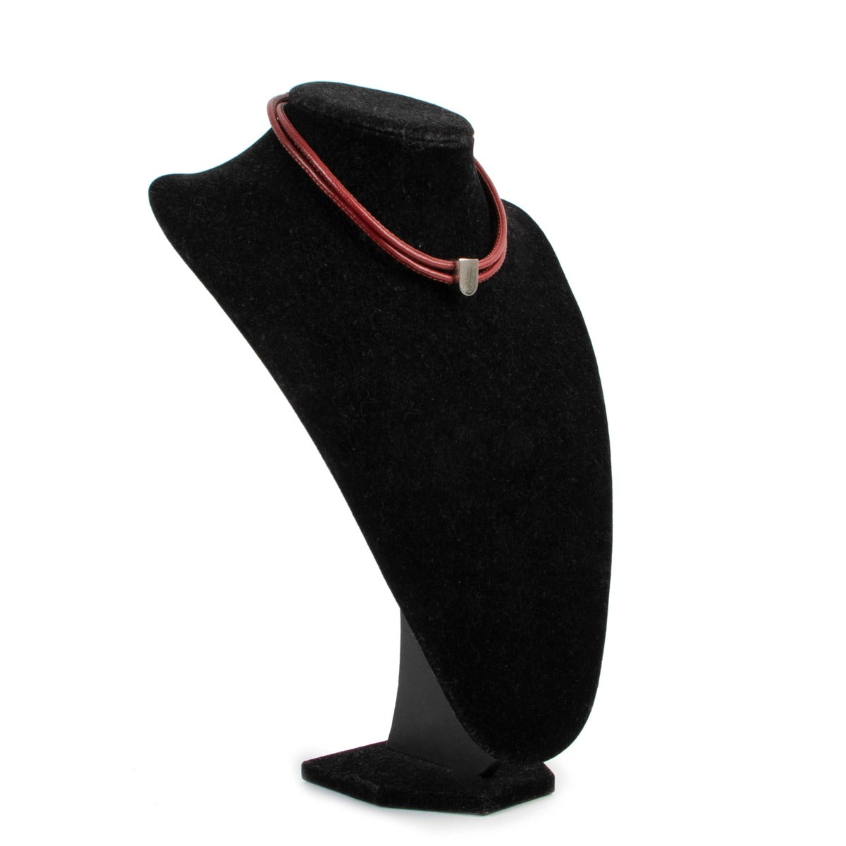 Shop safe online Delvaux necklace, Delvaux necklace in good condition, Burgundy Delvaux necklace in good condition.