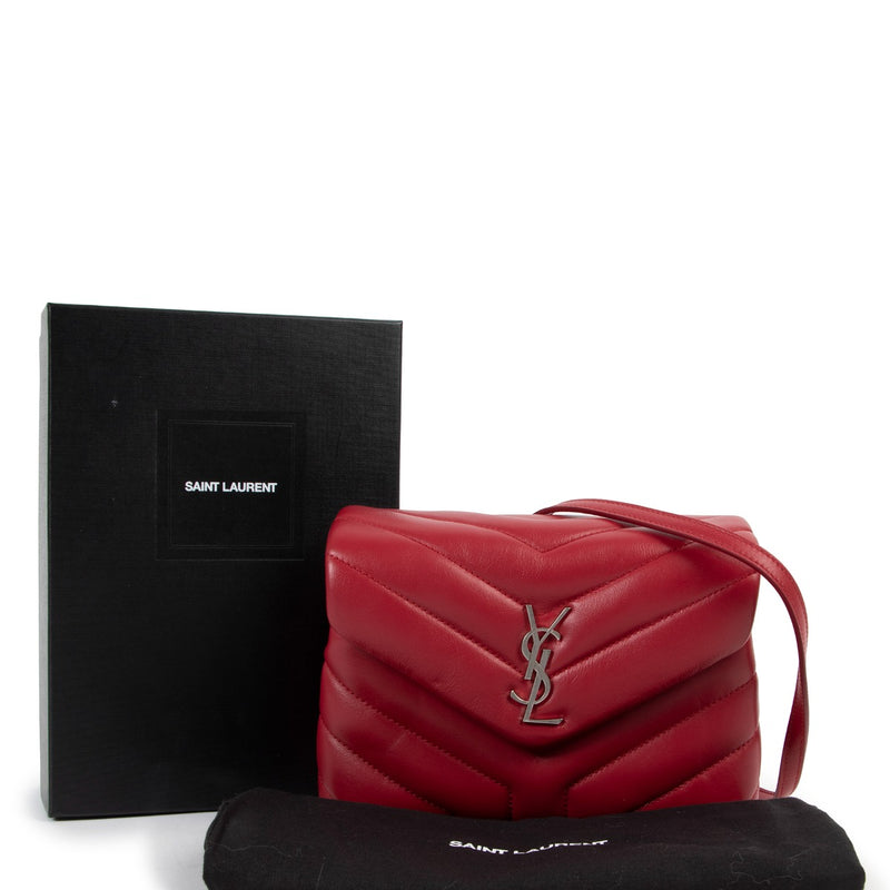 Buy an authentic second hand Saint Laurent Loulou Toy Red Leather Crossbody Bag as new at Labellov.