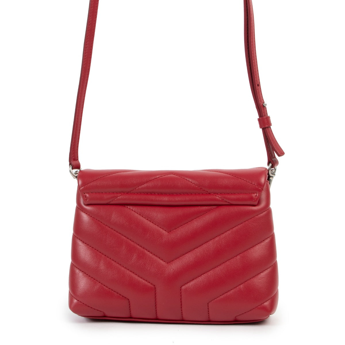 Buy an authentic second hand Saint Laurent Loulou Toy Red Leather Crossbody Bag as new at Labellov.