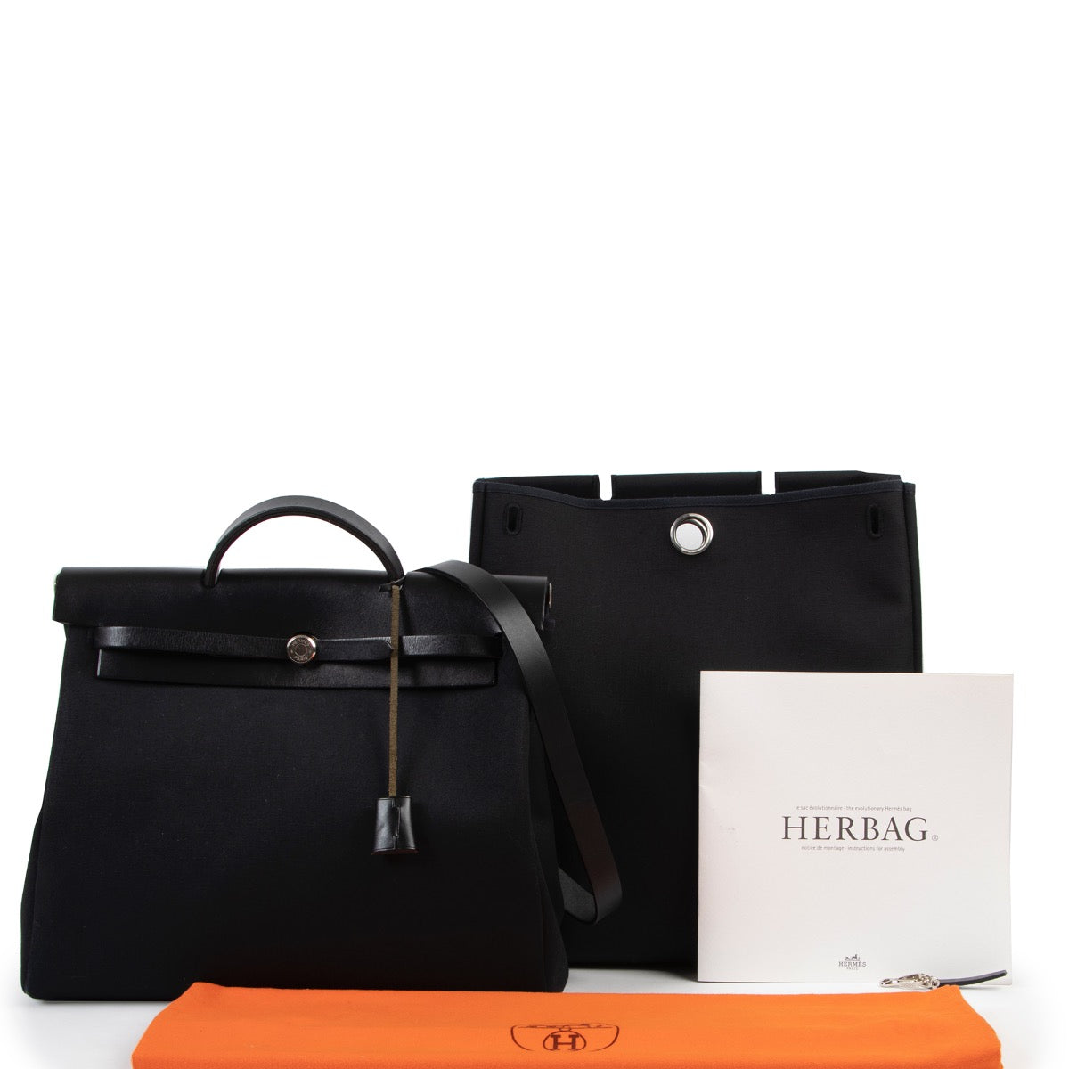 Buy an authentic second hand Hermès Black Herbag 2-in-1 Top Handle at Labellov